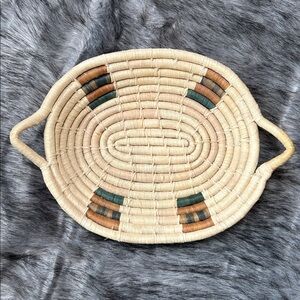 Woven Coiled Basket Trinket Holder Wall Decor Neutral Green Brown